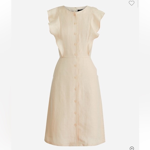 J. Crew Dresses & Skirts - NWT - J. Crew - Ruffle-sleeve linen-cupro blend dress - Size 6 - Westhered Sand